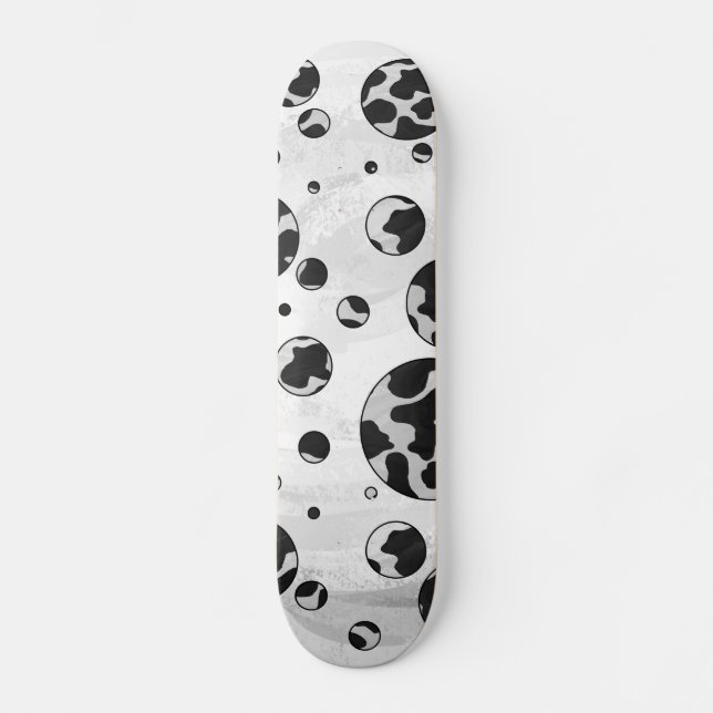 Skateboard Polka Dot Vache noir et blanc (Recto)