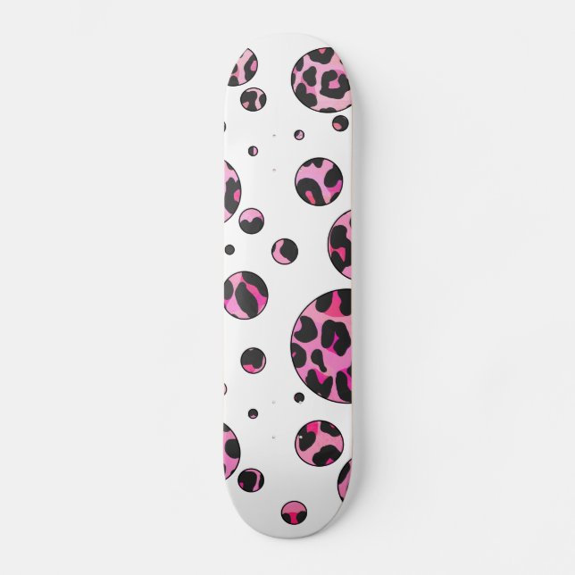 Skateboard Polka Leopard Pot noir et rose chaud (Recto)