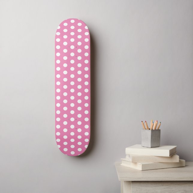 Skateboard Polka Polka classique rose et blanc (Art mural)