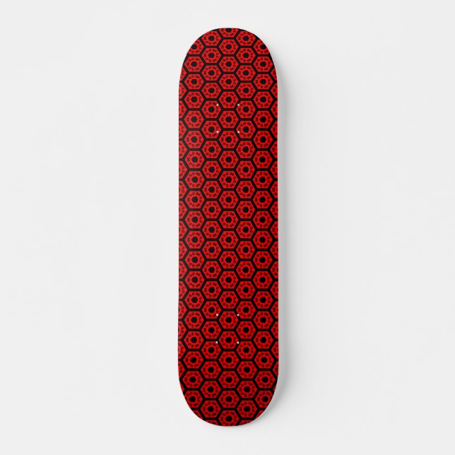Skateboard Polygons v1 - Noir et Rouge (Devant)