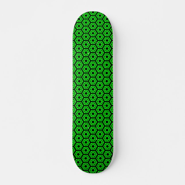 Skateboard Polygons v1 - Noir et Vert (Devant)