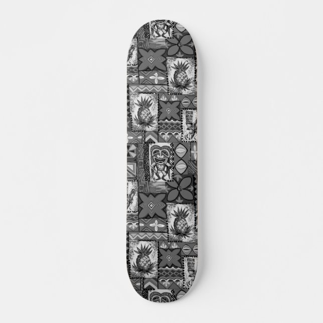 Skateboard Pomaika’i Tiki Tapa Vintage Hawaïen (Devant)