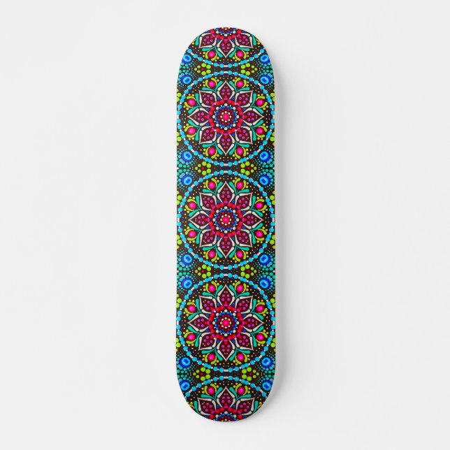 Skateboard Pont à motifs floraux tropicaux lumineux (Devant)