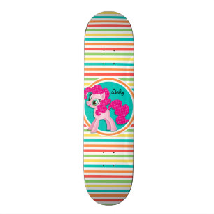 Skateboard Pony rose ; Bright Rainbow Strips
