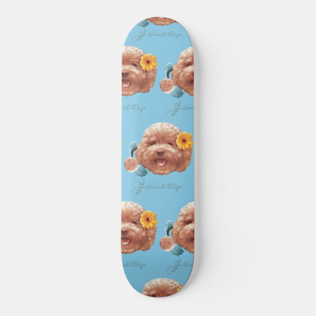 Skateboard Poodle de jouet avec Fleur et Illustration télépho (Recto)