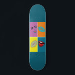 Skateboard Pop Art Bundle<br><div class="desc">Décor d'art mural dans le style Pop Art des années 80, Le nom artistique est "lèvres Gossip", cet art est entièrement mon propre dessin, couleurs vives contrastent lèvres bouche et une belle femme visage dans les couleurs orange bleu turquoise pourpre. Un choix parfait d'idées cadeaux pour tous</div>