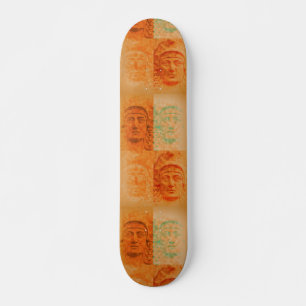 Skateboard Pop Orange Art Déco Tête De Patinage Planche De Pa