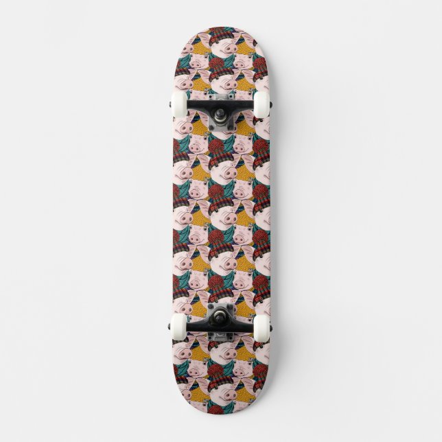 Skateboard Porcs avec le motif de casquettes (Recto)