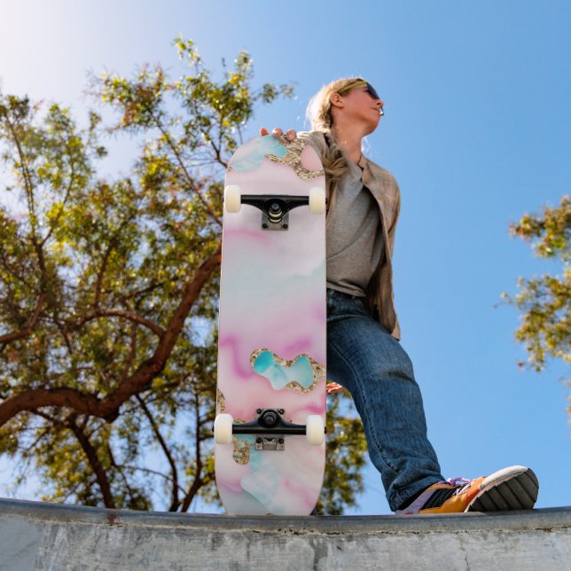 Skateboard Porte rose clair Marbre Collection populaire (Extérieur 1)