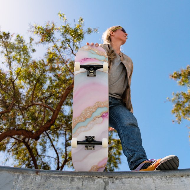 Skateboard Porte rose clair Marbre Collection tendance (Extérieur 1)