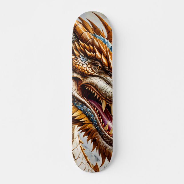 Skateboard Poster du dragon réaliste d'or (Devant)