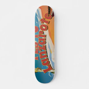 Skateboard Poster vintage pour un vol à Lanzarote