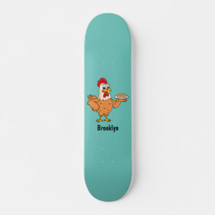 Skateboard Poulet avec oeufs sur plaque de dessin animé