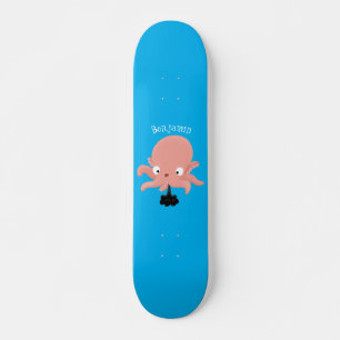 Skateboard Poulpe bébé rose mignon dessin animé humour
