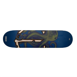 Skateboard Poulpe de Steampunk au-dessus d'Ancre