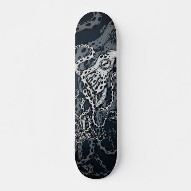 Skateboard poulpe noire (Devant)