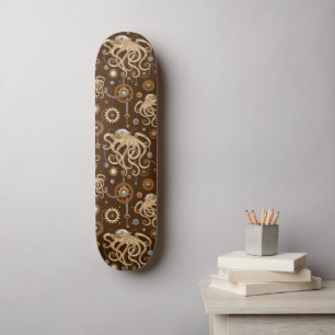 Skateboard Poulpe Steampunk Rétro Fantastique Mécanique