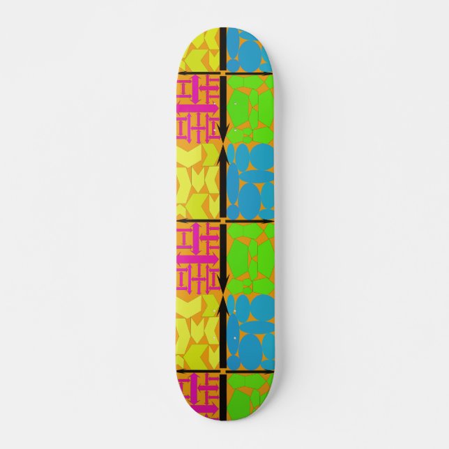 Skateboard Pourpre, jaune, bleu de Lite, vert de chaux, (Devant)