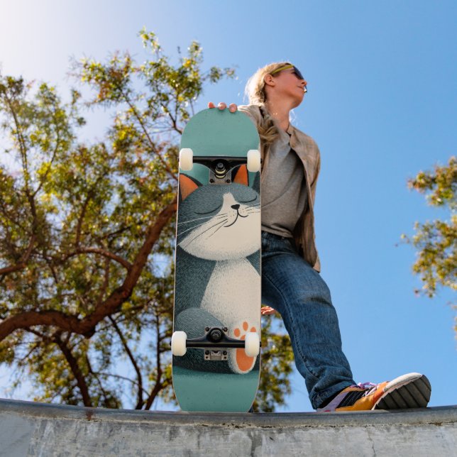Skateboard Preneur de sieste professionnel Chat drôle endormi (Extérieur 1)