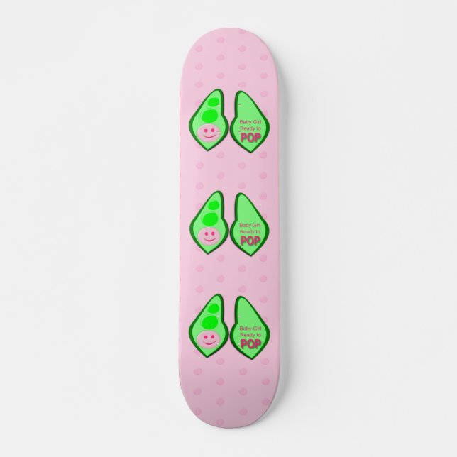 Skateboard Prêt pour la pop bébé fille pois rose (Devant)