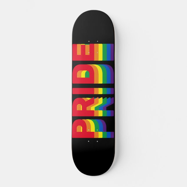 Skateboard Pride lgbt lgbtq queer gay rainbow retro black (Recto)