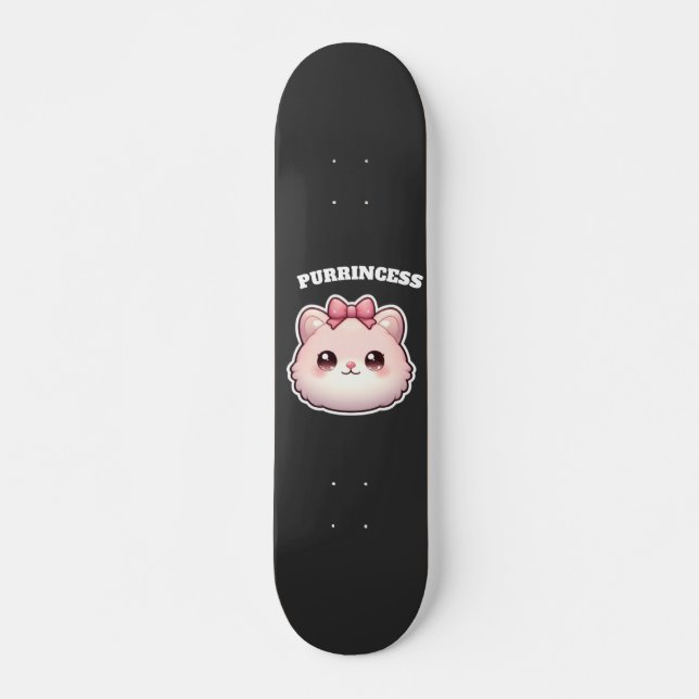 Skateboard Princesse Féline Conception Rose Mignonne (Devant)