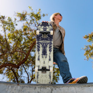 Skateboard psychedelic abstract art black and white