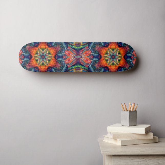 Skateboard Psychedelic Colorful Kaleidoscope Pattern (Art mural (Horz))