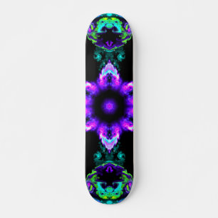 Skateboard Psychedelic Hippie Flower Purple Teal and Black