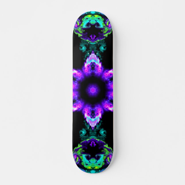 Skateboard Psychedelic Hippie Flower Purple Teal and Black (Devant)
