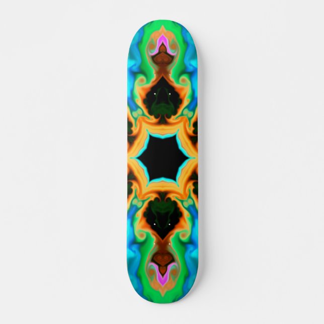 Skateboard Psychedelic Hippie Teal Orange and Black (Devant)
