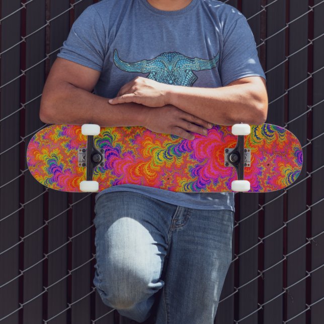 Skateboard Psychédélique Funky Hippie Boho Neon arc-en-ciel F (Extérieur 3)