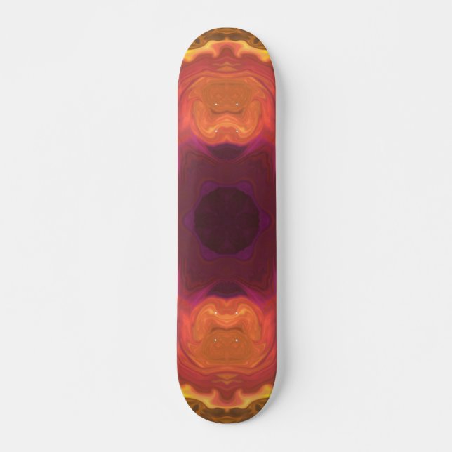 Skateboard Psychédélique Hippie Fleur Orange violet et jaune (Devant)