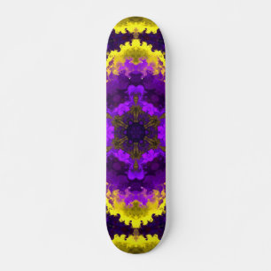 Skateboard Psychédélique Mandala Fleur Jaune et Violet