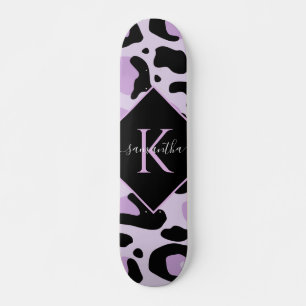 Skateboard Purple Black Leopard Cheetah Spots Print Monogram
