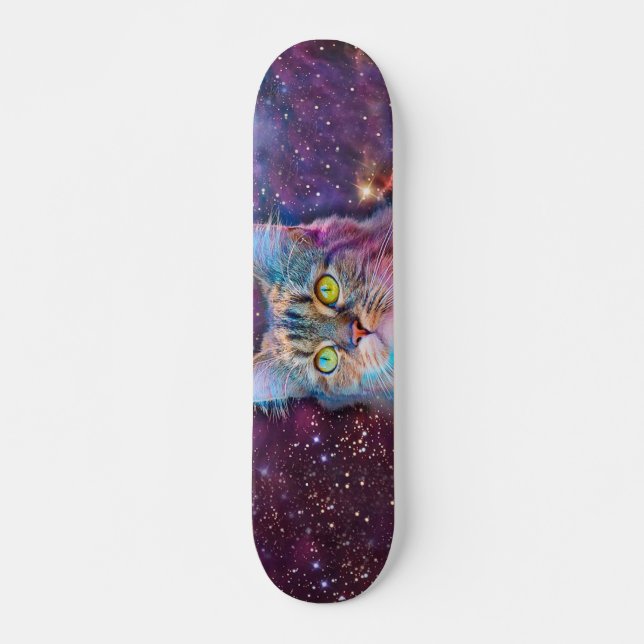 Skateboard Purple cat en espace (Devant)