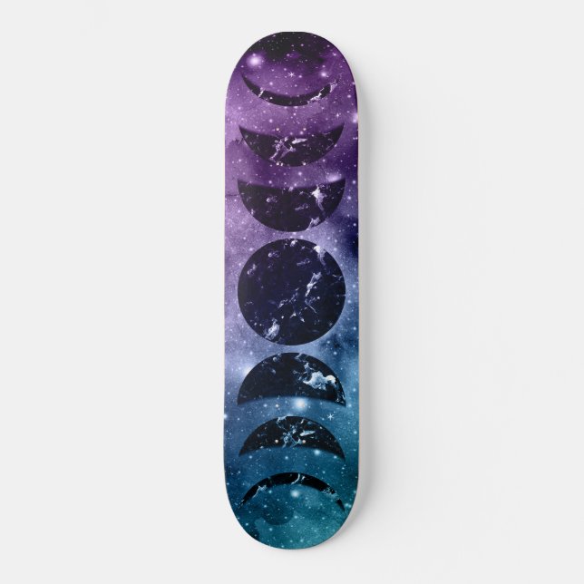 Skateboard Purple Galaxie Turquoise Nebula Dream Moon Phases  (Recto)