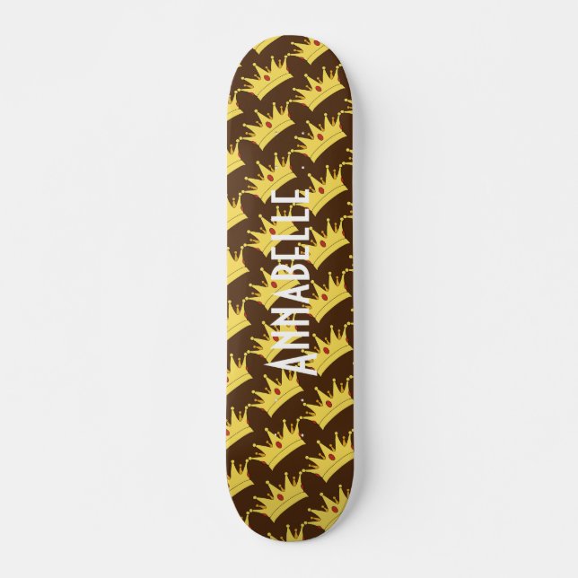 Skateboard Queen Crown Gold Black Skate (Devant)