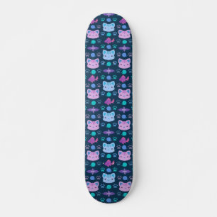 Skateboard Qu'est-ce que le Cool, chat Kitty en violet et ble