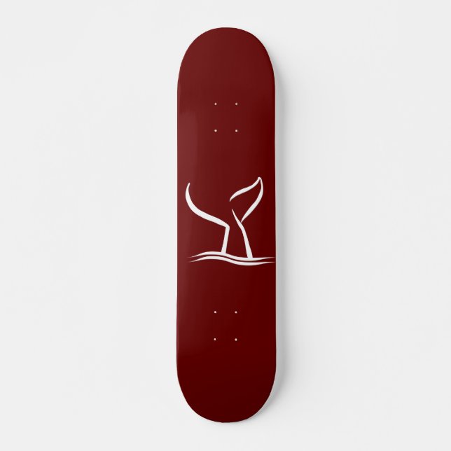Skateboard Queue de baleine blanche Rouge foncé (Devant)
