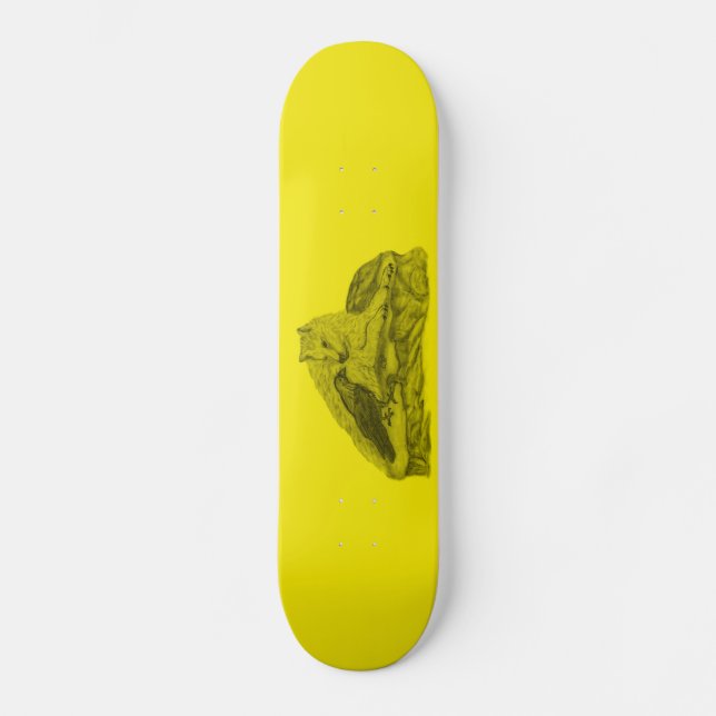 Skateboard Rabe mit Wolf schwarz gelée Design (Recto)