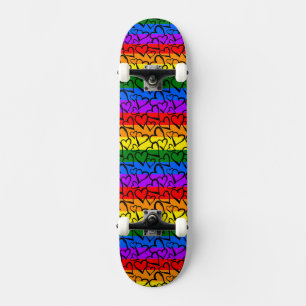 Skateboard Rainbow Heart Motif