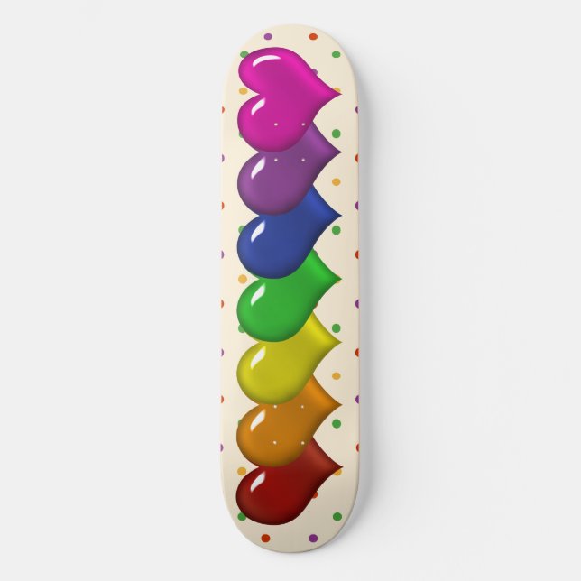 Skateboard Rainbow Hearts et filles Pois Skatedeck (Recto)