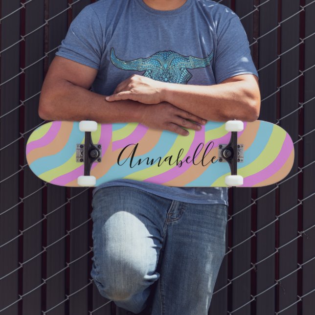 Skateboard Rainbow Pastel Couleur Cute Retro (Extérieur 3)