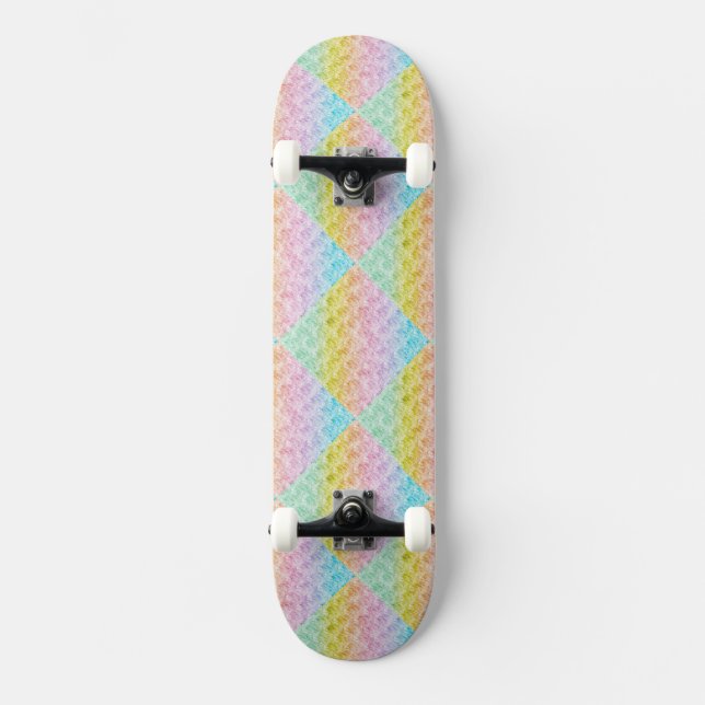 Skateboard Rainbow Pastel Couleurs Motif diamant (Recto)