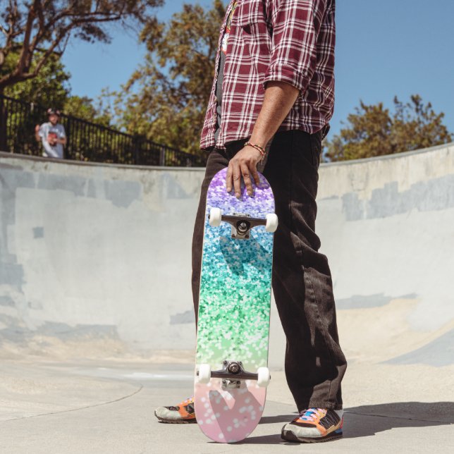 Skateboard Rainbow Unicorn Parties scintillant 4 (Extérieur 2)