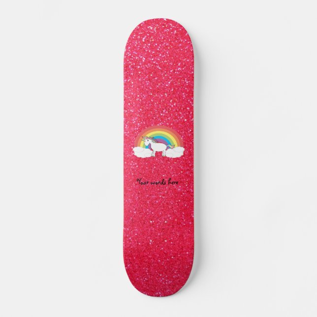 Skateboard Rainbow unicorn pink glitter (Recto)