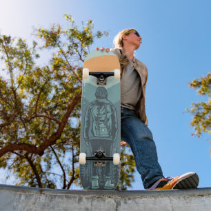 Skateboard Randonneuse à dossard avec sac à dos au coucher de
