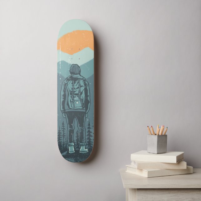 Skateboard Randonneuse Femme Mountain Sunset Adventure (Art mural)