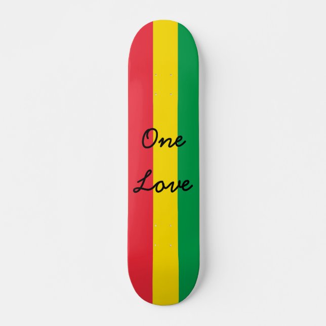 Skateboard Rasta Couleur Vert Jaune Rouge Drapeau Tirures One (Devant)